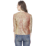 Emmylyn Golden Sequined Jacket For Women