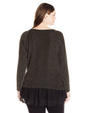 Karen Kane Women's Plus Size Lace-Inset Sparkle Top